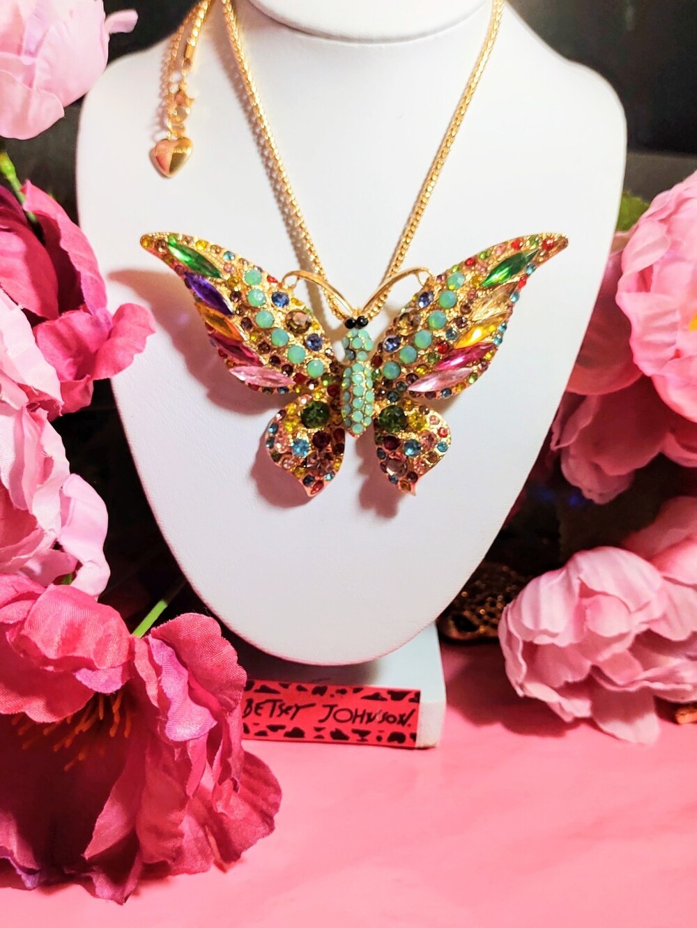 Betsey Johnson Vibrant  Rhinestone Butterfly Necklace